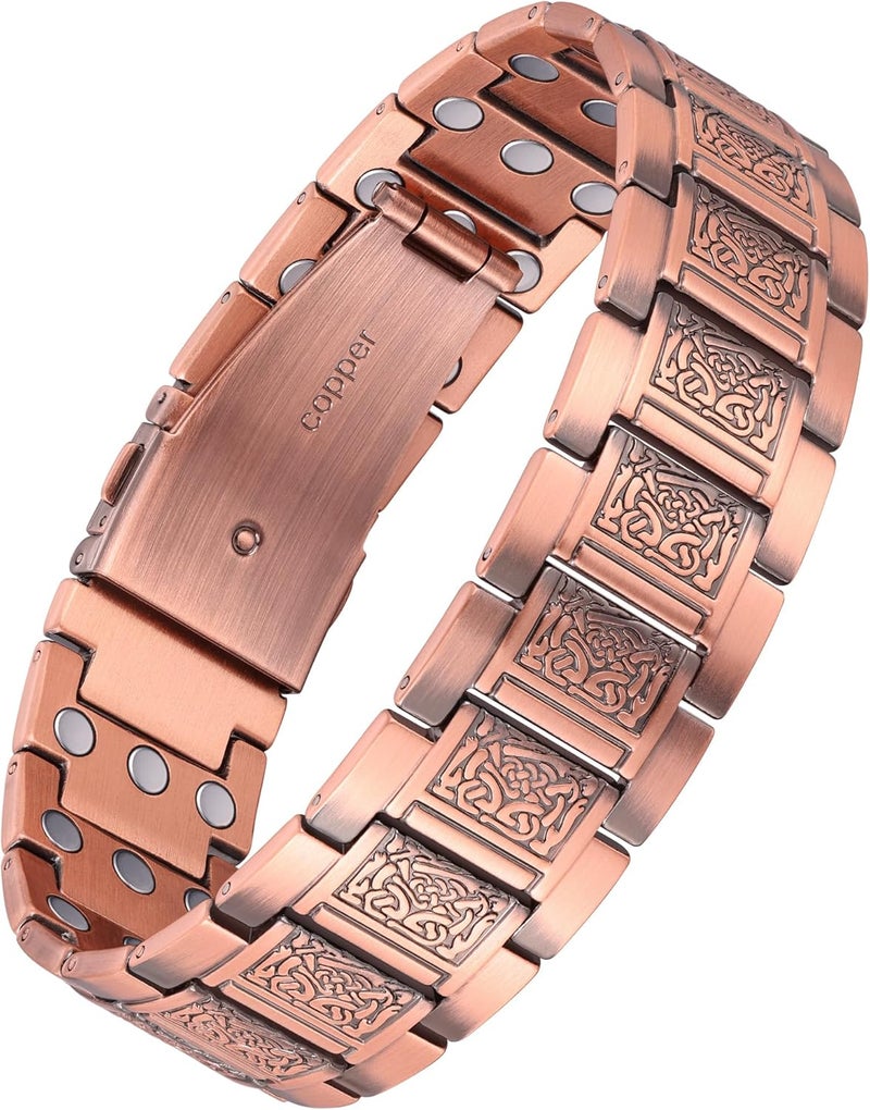 Feraco Copper Bracelet for Men 3X Strength,Magnetic Therapy Bracelet Copper Jewelry with Powerful 3800 Gauss Magnets - Image 1